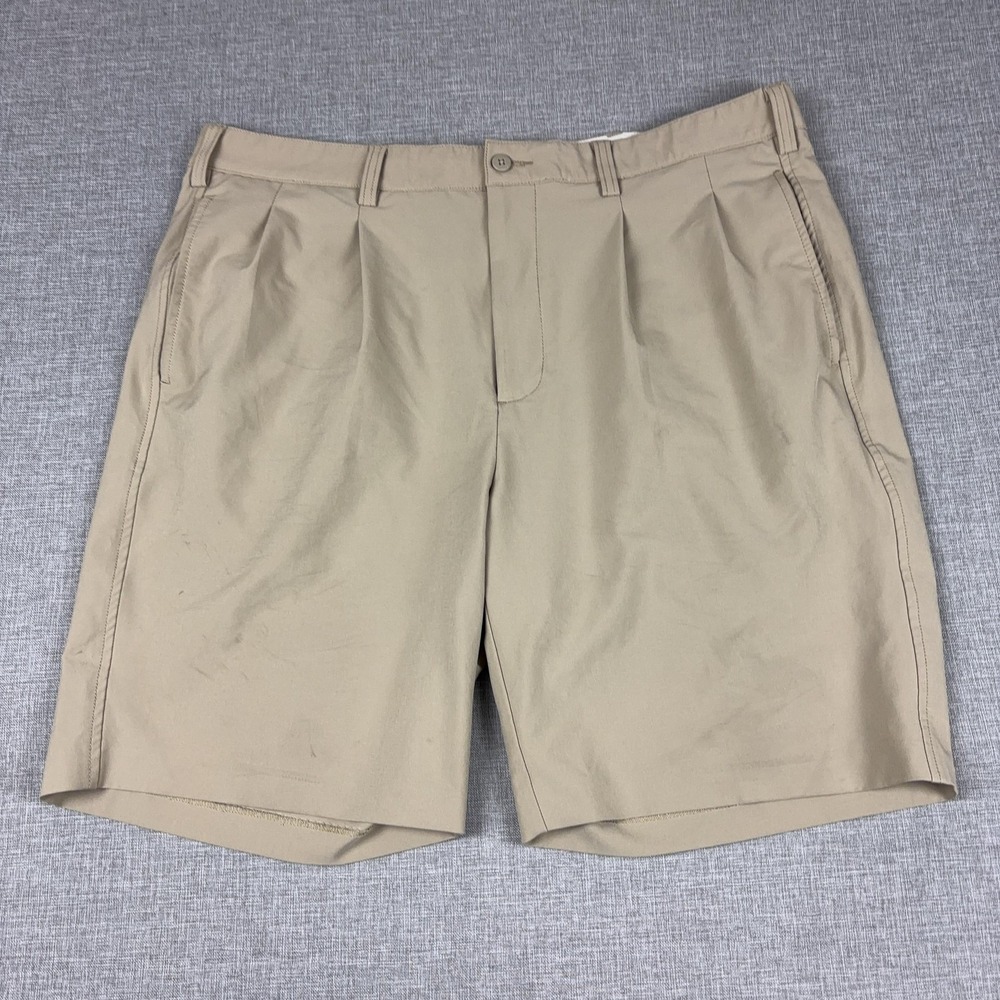 FootJoy Shorts Mens 38 Beige Microfiber Pleated Chino 9 Inseam Casual Classic